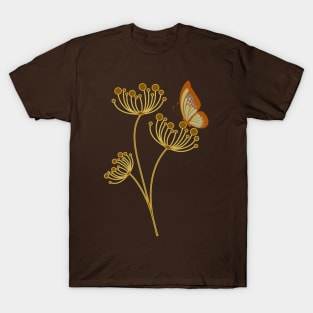 Retro Butterfly on Plant T-Shirt